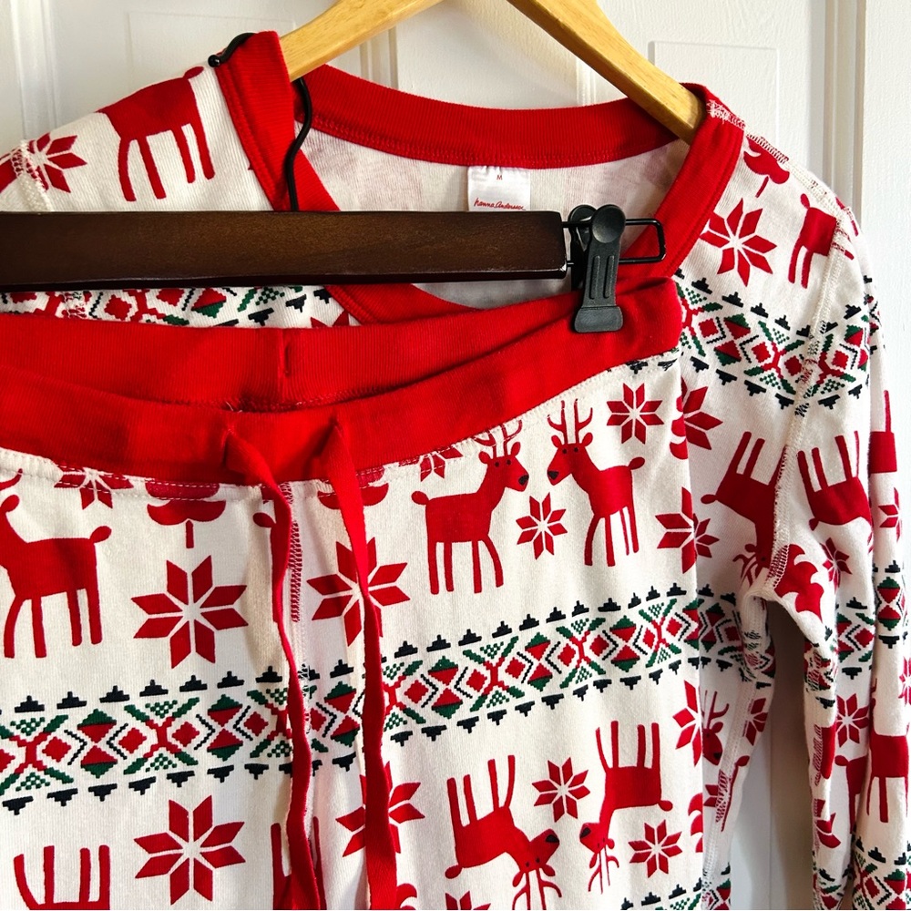Hanna Andersson Holiday Long John Reindeer Pajama Set Dear Deer Size Medium